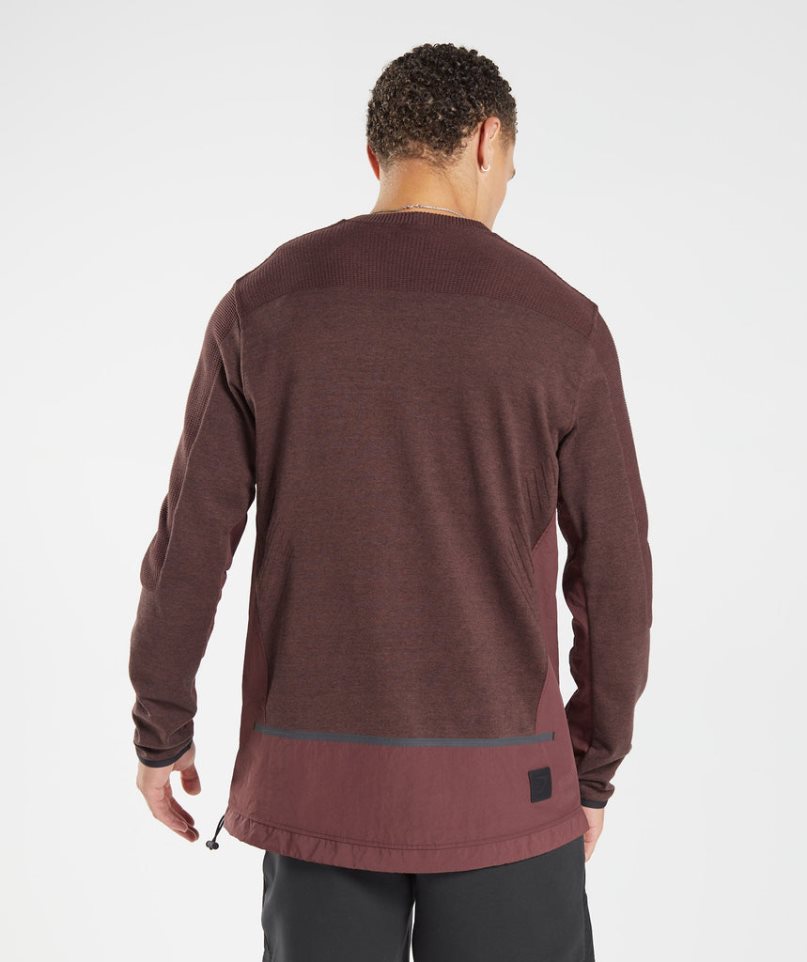 Men's Gymshark Retake Crew Sweatshirts Dark Brown | CA N51370